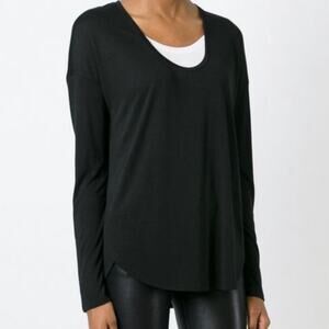 Vince Two-Tone Long Sleeve Knit Top in Black and White, Small